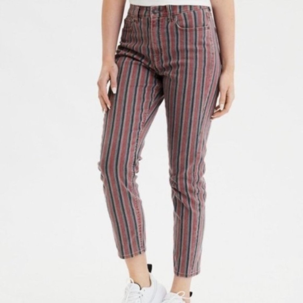 AE High Wasited X-Long Stripped Mom Jeans
